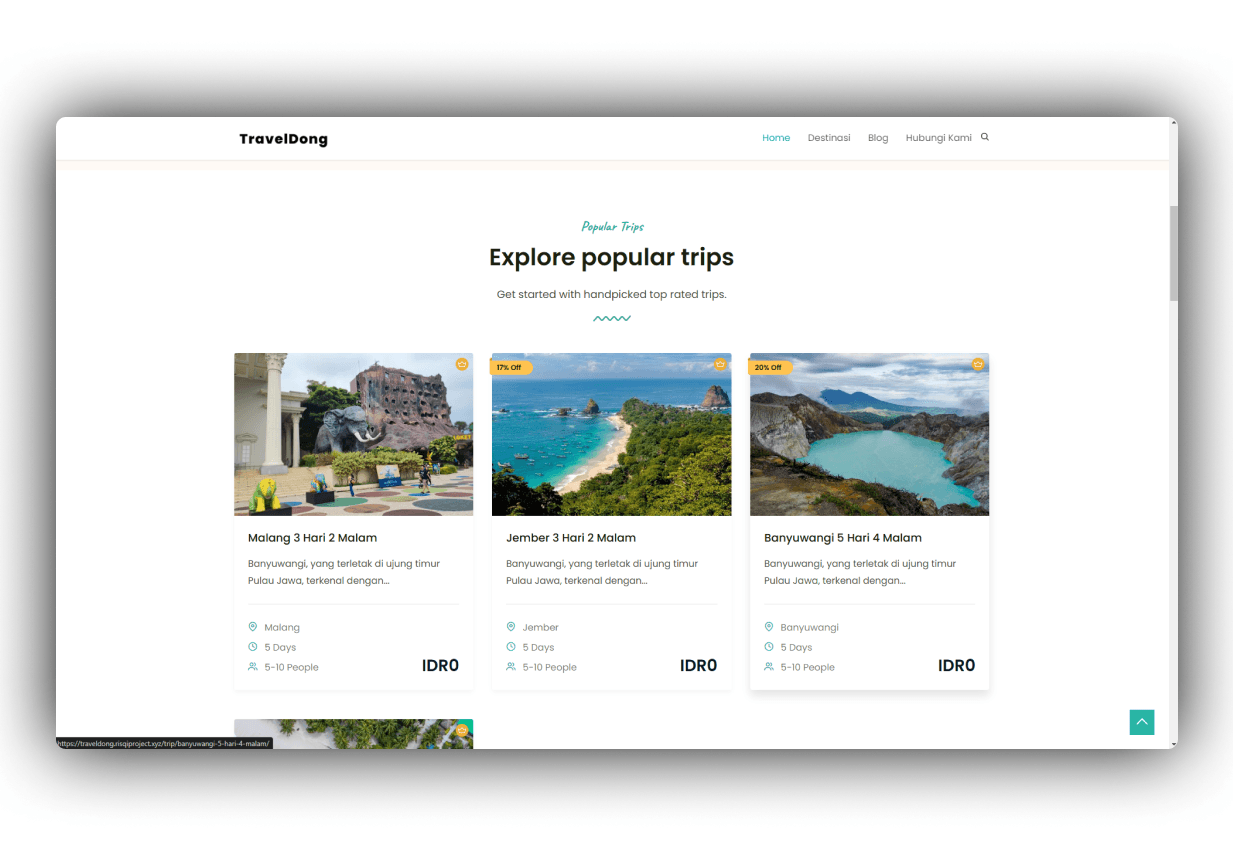 Website Open Trip dan Travel